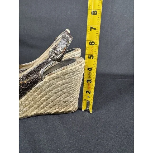 Y2K Coach Espadrille Karissa Wedge Platform Heels Bronze Metallic Size 9 B - Picture 9 of 9